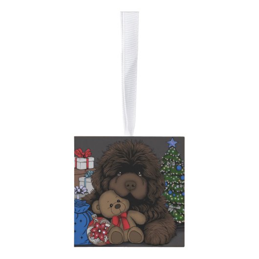 Newfoundland hond Vakantie Fun Kubus Ornament (Rechts)