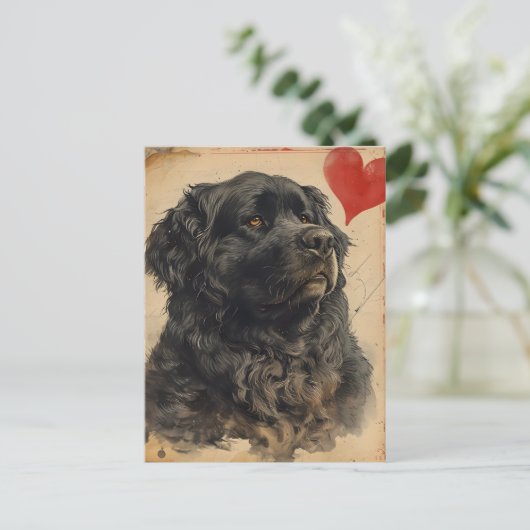 Newfoundland hond Valentijnsdag Briefkaart (Staand voorkant)