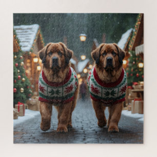 Newfoundland Honden Kerst Sneeuw Vakantie Legpuzzel