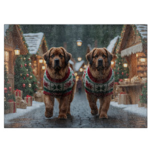 Newfoundland Honden Kerst Sneeuw Vakantie Snijplank