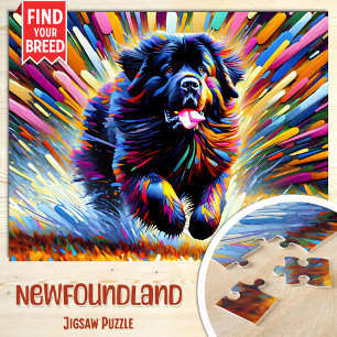 Newfoundland Honden Portret Acryl Kunstprint Hond Legpuzzel