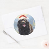 Newfoundland hondenkerst ronde sticker (Envelop)