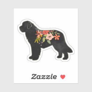 Newfoundland Hondenras Boho Floral Silhouette Sticker