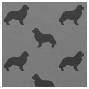 Newfoundland Hondenras Silhouetten Patroon Stof