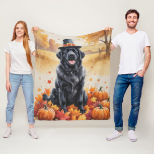 Newfoundland in de herfstbladeren dankdag kunst fleece deken