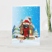 Newfoundland in de sneeuw met kerstcadeaus kaart (Voorkant)