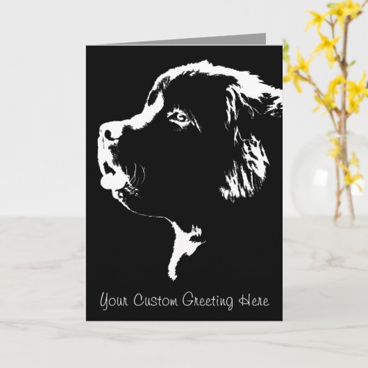Newfoundland Kaart Custom Newfoundland Dog Kaart (Gele Bloem)