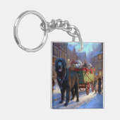 Newfoundland Kerstfeest Seizoen Sleutelhanger (Voorkant Links)