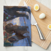 Newfoundland Kerstfeest Seizoen Theedoek (Quarter Fold)