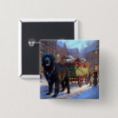 Newfoundland Kerstfeest Seizoen Vierkante Button 5,1 Cm (Voorkant /achterkant)