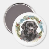 Newfoundland Kerstkrans Feestelijke Pup Magneet (Voorkant / Achterkant)
