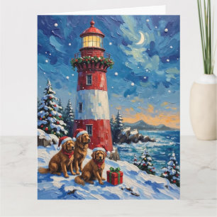 Newfoundland Kerstmis Vuurtoren Vakantie Kaart