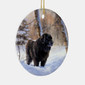 Newfoundland laat het sneeuwen Kerstmis Keramisch Ornament (Rechts)
