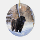 Newfoundland laat het sneeuwen Kerstmis Keramisch Ornament (Links)