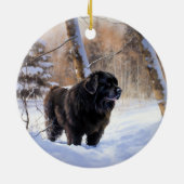 Newfoundland laat het sneeuwen Kerstmis Keramisch Ornament (Achterkant)