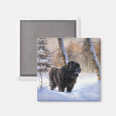 Newfoundland laat het sneeuwen Kerstmis Magneet (Voorkant / Achterkant)