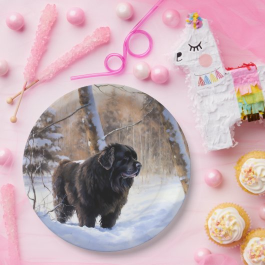 Newfoundland laat het sneeuwen Kerstmis Papieren Bordje (Feest)
