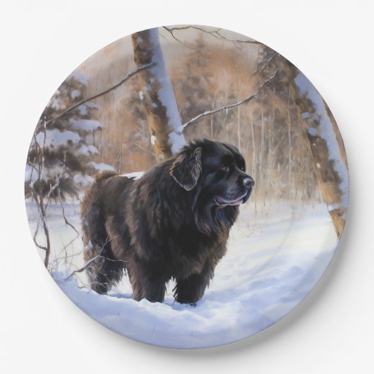Newfoundland laat het sneeuwen Kerstmis Papieren Bordje (Voorkant)