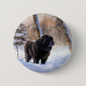 Newfoundland laat het sneeuwen Kerstmis Ronde Button 5,7 Cm (Voorkant)
