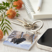 Newfoundland laat het sneeuwen Kerstmis Sleutelhanger (Voorkant Rechts)