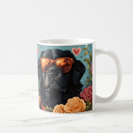Newfoundland met Hartrozen Valentijnsdag Koffiemok (Rechts)