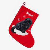Newfoundland met kerstnaam  Red Grote Kerstsok (Voorkant (Hangend))