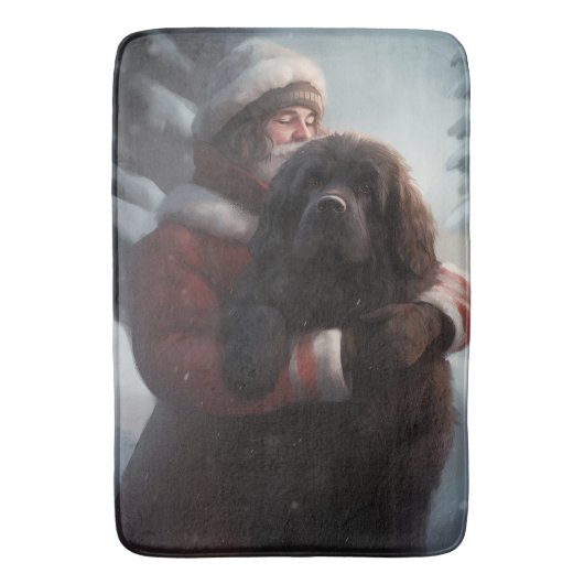 Newfoundland met Sinterklaas Feestelijke Kerstmis Badmat (Voorkant Verticaal)