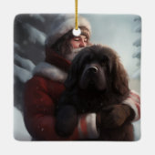 Newfoundland met Sinterklaas Feestelijke Kerstmis Keramisch Ornament (Achterkant)