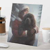 Newfoundland met Sinterklaas Feestelijke Kerstmis Reclamebord Met Voetstuk (Insitu)
