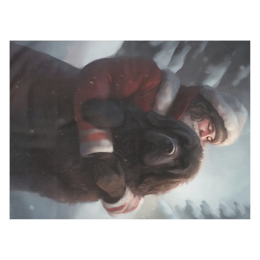 Newfoundland met Sinterklaas Feestelijke Kerstmis Tafelkleed (Voorkant (Horizontaal))