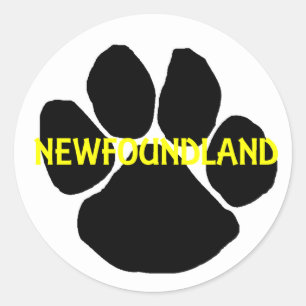 newfoundland name paw.png ronde sticker