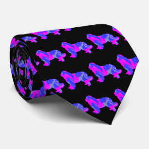 Newfoundland Newfie Dog Pink Silhouette Black Neck Stropdas