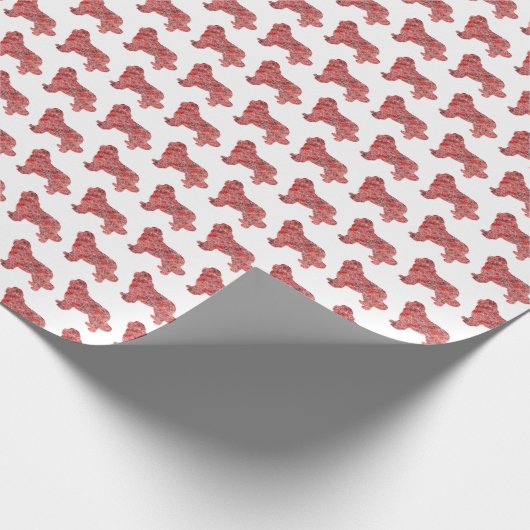 Newfoundland Newfie Kersthond Silhouette Wit Cadeaupapier (Hoek)