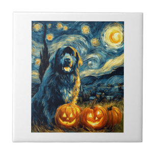 Newfoundland Newfie Schattige Hond Halloween Jack Tegeltje