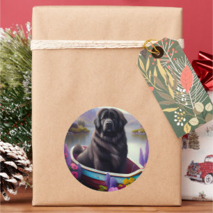 Newfoundland op een peddel: een Schilderachtig avo Ronde Sticker