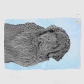 Newfoundland Painting - Cute Original Dog Art Golfhanddoek (Horizontaal)