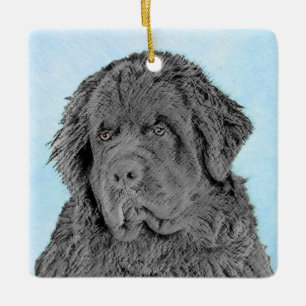 Newfoundland Painting - Cute Original Dog Art Keramisch Ornament