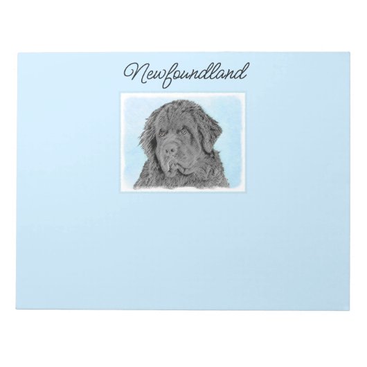 Newfoundland Painting - Cute Original Dog Art Note Notitieblok (Voorkant)
