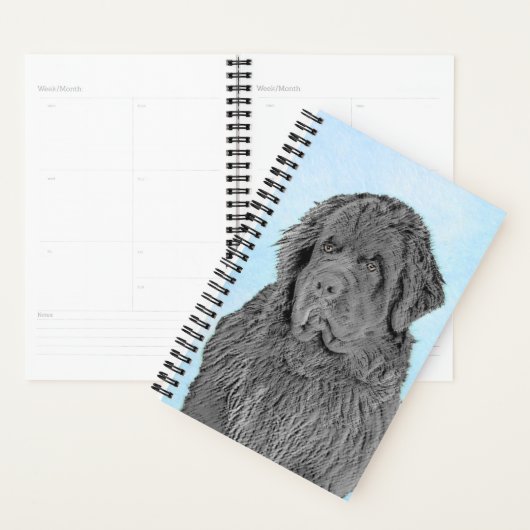 Newfoundland Painting - Cute Original Dog Art Planner (Display)