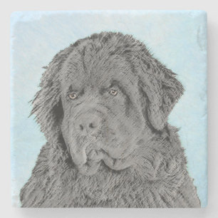 Newfoundland Painting - Cute Original Dog Art Stenen Onderzetter