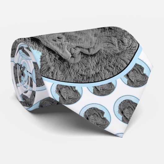 Newfoundland Painting - Cute Original Dog Art Stropdas (Opgerold)