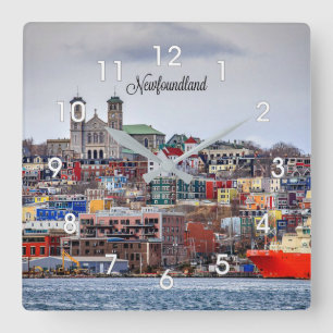 Newfoundland, panoramisch stadsbeeld vierkante klok