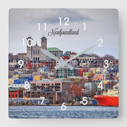 Newfoundland, panoramisch stadsbeeld vierkante klok (Voorkant)