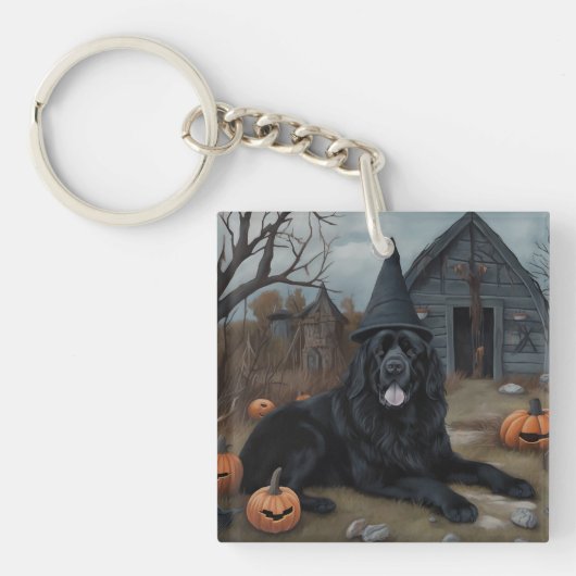 Newfoundland pompoenen Halloween Scary Sleutelhanger (Voorkant)