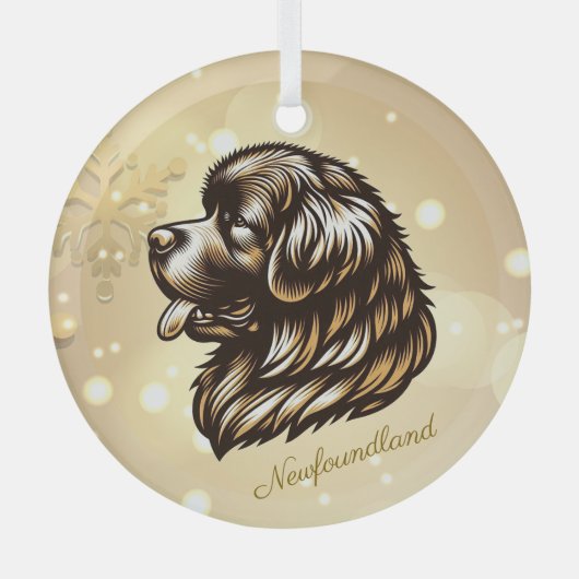 Newfoundland Profiel Glas Kerst Ornament (Voorkant)
