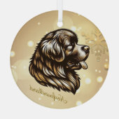Newfoundland Profiel Glas Kerst Ornament (Achterkant)