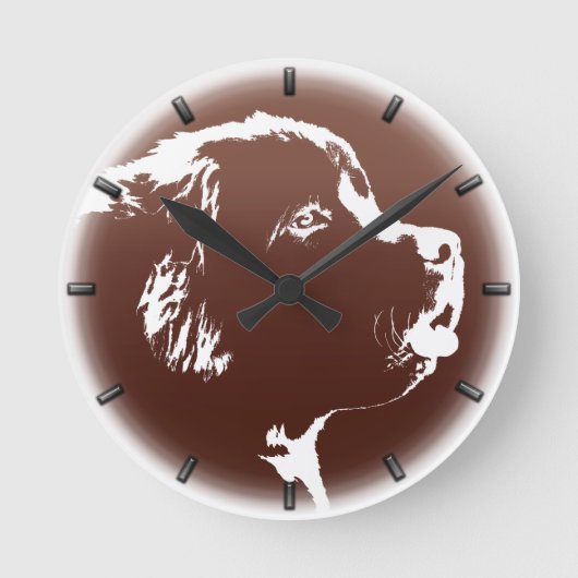 Newfoundland Pup Clock Hondenliefhebber Wall Clock Ronde Klok (Voorkant)