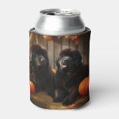 Newfoundland Puppy Herfst Delight Pompoen Blikjeskoeler (Blikje Voorkant)