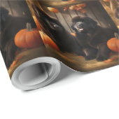 Newfoundland Puppy Herfst Delight Pompoen Cadeaupapier (Rol Hoek)