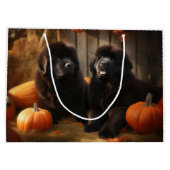 Newfoundland Puppy Herfst Delight Pompoen Groot Cadeauzakje (Achterkant)